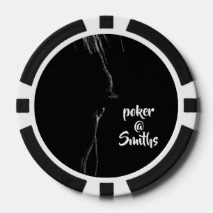Silhouette des Schwarzen und Weißen Horns Pokerchips