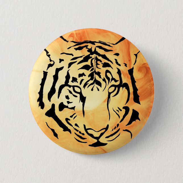 Silhouette des Schwarzen und Weißen Tiger Button (Vorderseite)