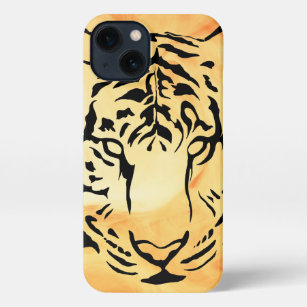 Silhouette des Schwarzen und Weißen Tiger iPhone 13 Hülle