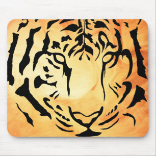 Silhouette des Schwarzen und Weißen Tiger Mousepad