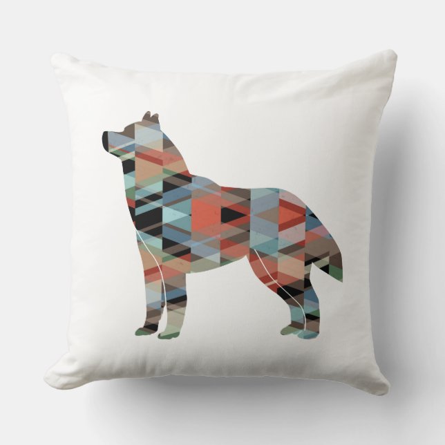 Silhouette des sibirischen Husky-Schwarzen Geometr Kissen (Vorderseite)