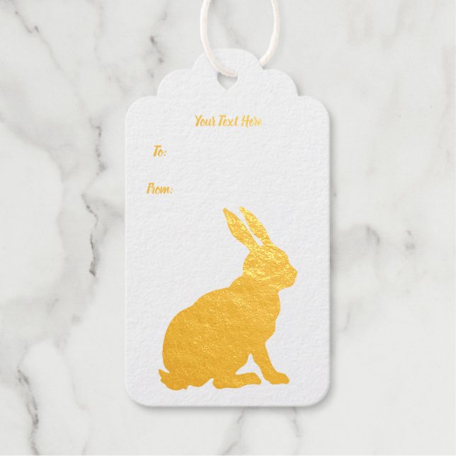 Silhouette des Sitting Bunny Rabbit Tall Oars Geschenkanhänger (Vorderseite)