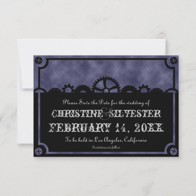 Silhouette des Uhrwerks, 3.5 "x5" Save the Date (Vorderseite)