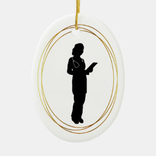 Silhouette des weiblichen Arztes personalisiert Ve Keramik Ornament