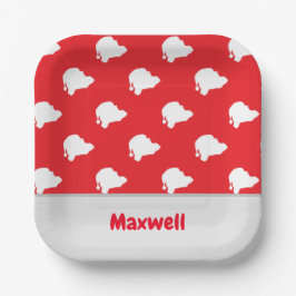 Silhouette des Weihnachtsmanns in Rot Pappteller