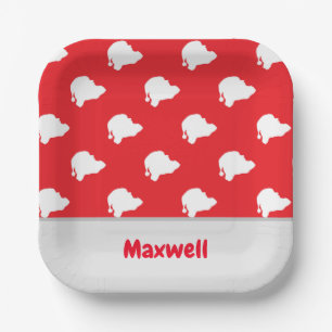 Silhouette des Weihnachtsmanns in Rot Pappteller