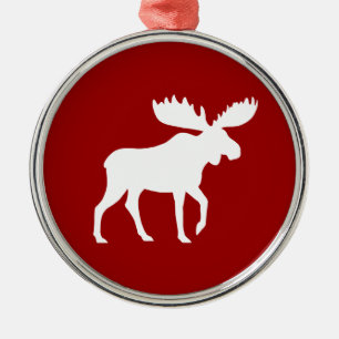 Silhouette des Weißen Elchs am Weihnachtsfeiertag Ornament Aus Metall