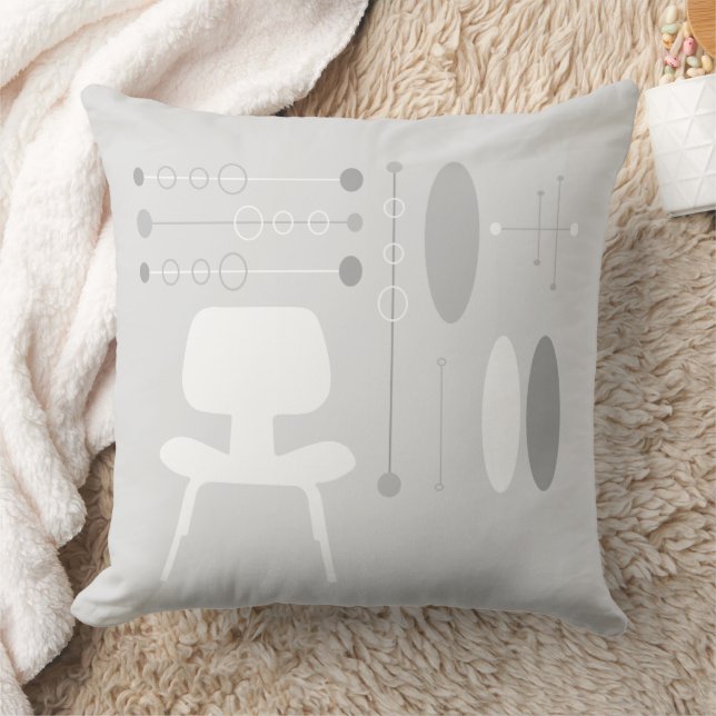 Silhouette des weißen, grauen Musters aus dem Mitt Kissen (Decke)