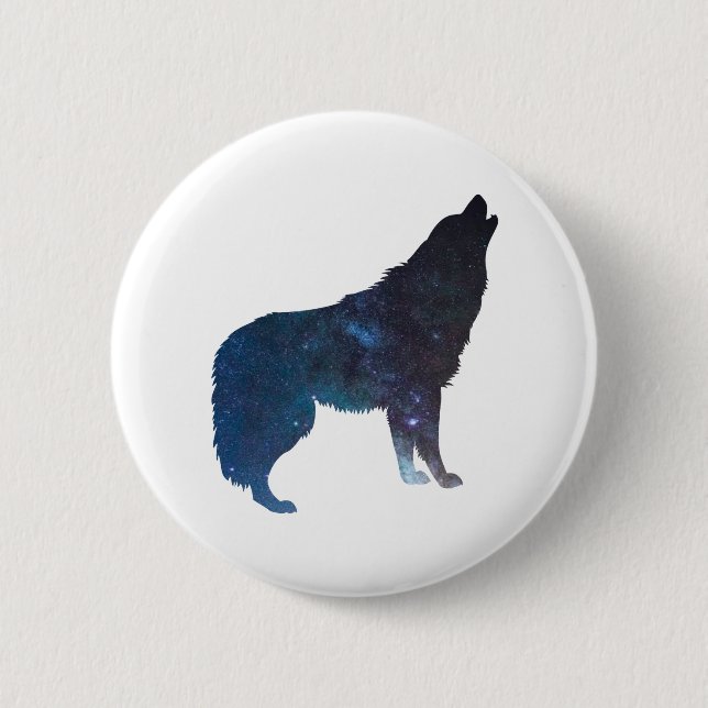 Silhouette des Wolf-Universums - Hintergrundfarbe  Button (Vorderseite)
