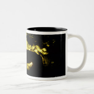 Silhouette des Wolfs heulend Zweifarbige Tasse