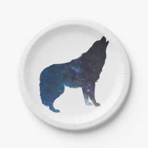 Silhouette des WolfsUniversums - Wählen Sie die H Pappteller