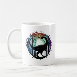 Silhouette Design des Stegosaurus Dinosaur-Waldes Kaffeetasse