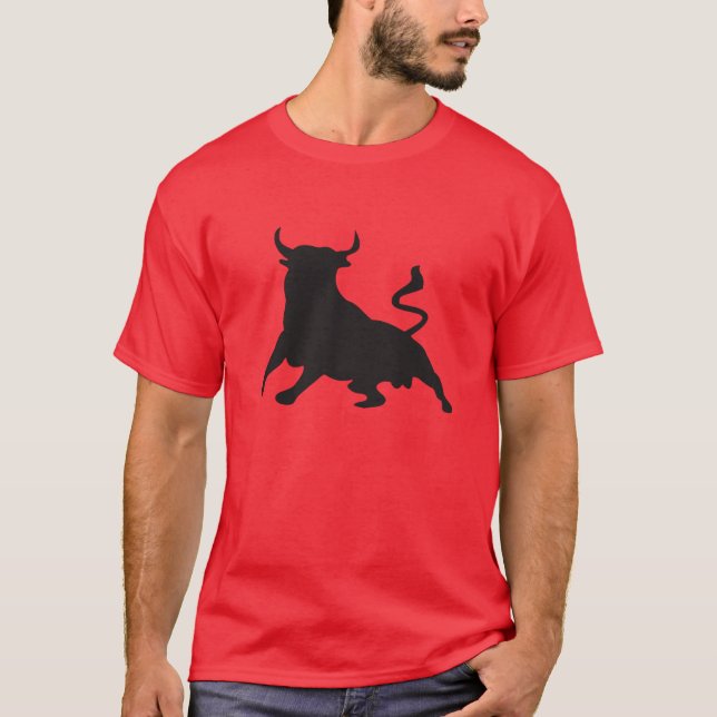 Silhouette, die mit den Stieren Spanien läuft T-Shirt (Vorderseite)