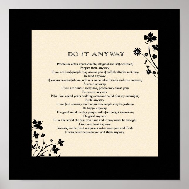 Silhouette "Do it Anyway" Poster (Vorne)