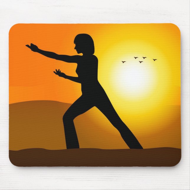 Silhouette Doing Tai Chi Mousepad (Vorne)