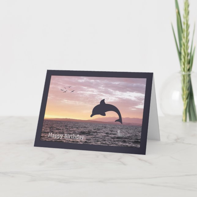 Silhouette Dolphin im Ozean Geburtstagkarte Karte (Vorderseite)