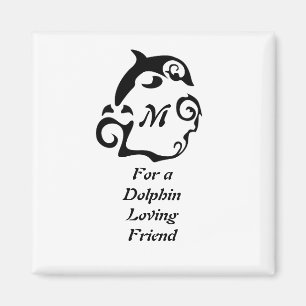 Silhouette-Dolphin in einem Schwarzmeer-Wellenmono Magnet