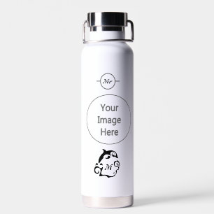 Silhouette Dolphin in einer Schwarzmeerwelle Trinkflasche