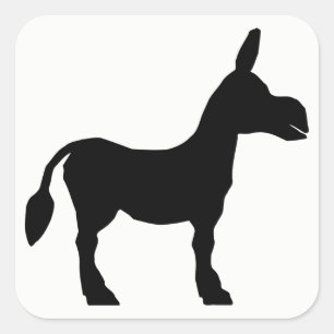 Silhouette Donkey Quadratischer Aufkleber