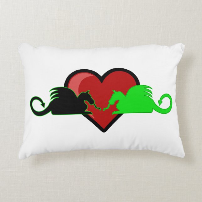 Silhouette Dragon Liebe Dekokissen (Vorderseite)