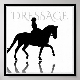 Silhouette Dressurpferd mit Reflektion Poster