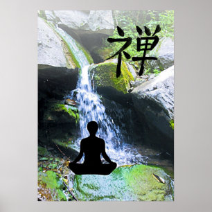 Silhouette durch Wasserfall vermitteln Poster