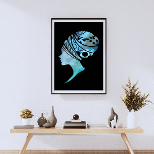 Silhouette einer afrikanischen Frau Poster
