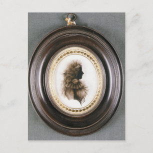 Silhouette einer Dame, auf konvexe Glasscheibe gem Postkarte