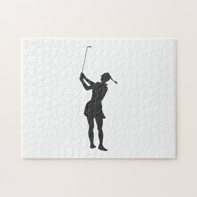Silhouette einer Golfspielerin Puzzle (Horizontal)
