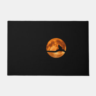 Silhouette einer schwarzen Katze in einem Baum Fußmatte