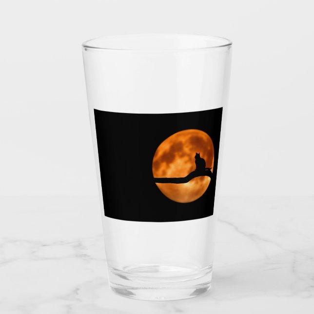 Silhouette einer schwarzen Katze in einem Baum Glas (Vorderseite)