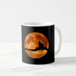 Silhouette einer schwarzen Katze in einem Baum Kaffeetasse