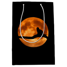 Silhouette einer schwarzen Katze in einem Baum Mittlere Geschenktüte