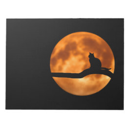 Silhouette einer schwarzen Katze in einem Baum Notizblock