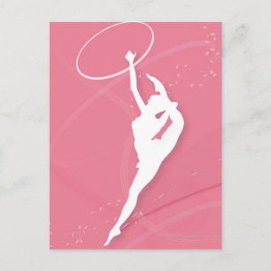 Silhouette einer Turnerin darstellend mit einer Postkarte