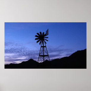 Silhouette einer Windmühle Poster
