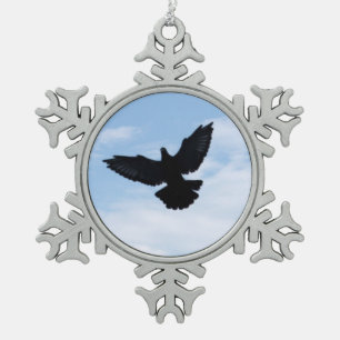 Silhouette einer Zieltaube in der Flug-Verzierung Schneeflocken Zinn-Ornament