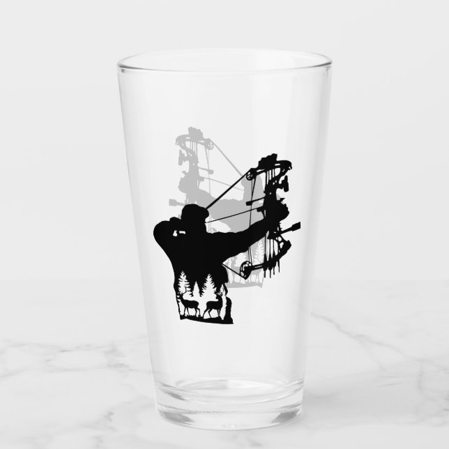 Silhouette eines Bogenschützen mit Wildtierwelt Glas (Vorderseite)