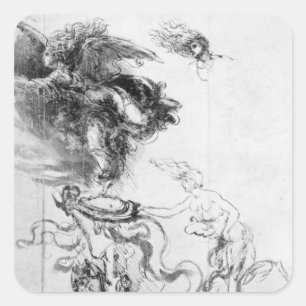 Silhouette eines Engels Quadratischer Aufkleber