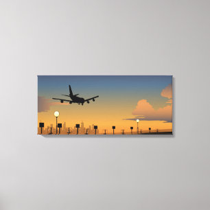 Silhouette eines Flugzeuges im Flug Leinwanddruck