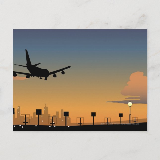 Silhouette eines Flugzeugs im Flug Postkarte (Vorderseite)