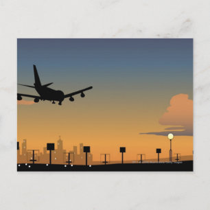 Silhouette eines Flugzeugs im Flug Postkarte