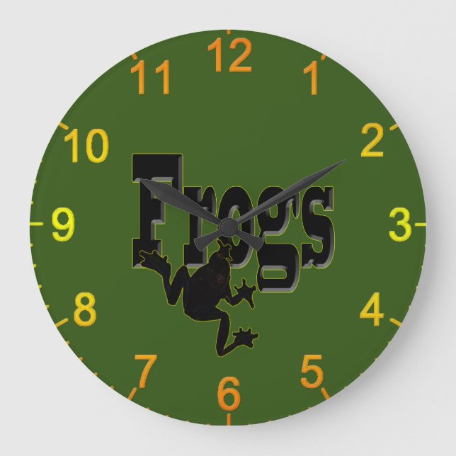 Silhouette eines Frosches Klettern in das Wort 'Fr Große Wanduhr (Vorderseite)