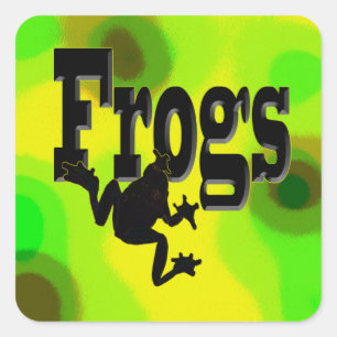 Silhouette eines Frosches Klettern in das Wort 'Fr Quadratischer Aufkleber