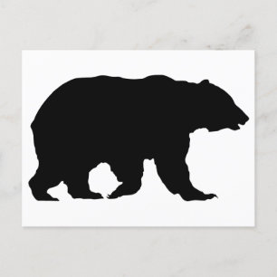 Silhouette eines Grizzlybären beim Gehen von links Postkarte