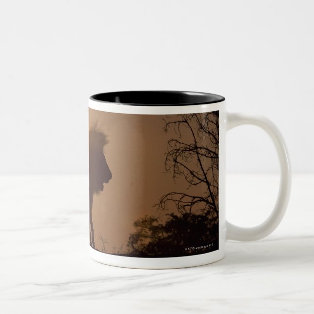 Silhouette eines Löwes Zweifarbige Tasse (Rechts)