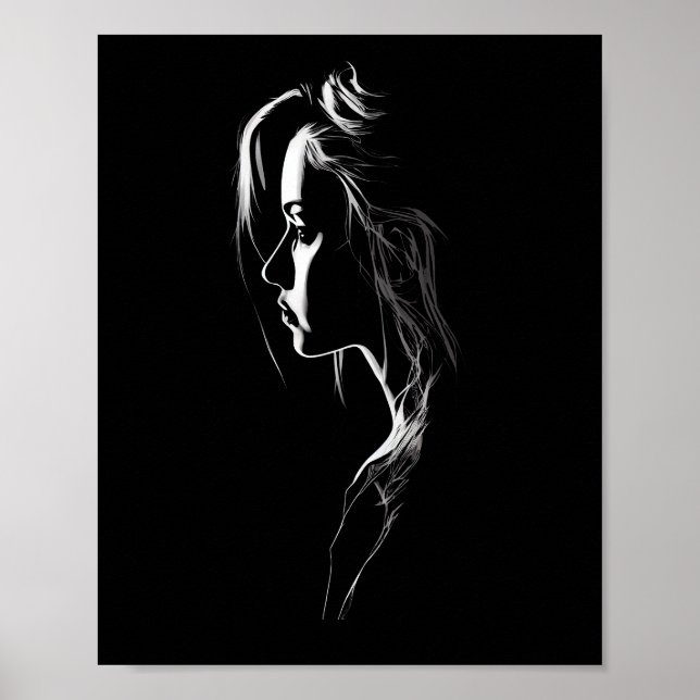 Silhouette eines Mädchens mit Licht und Schatten Poster (Vorne)