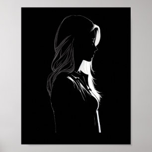 Silhouette eines Mädchens mit Licht und Schatten Poster