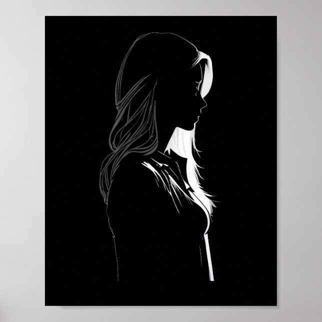 Silhouette eines Mädchens mit Licht und Schatten Poster (Vorne)