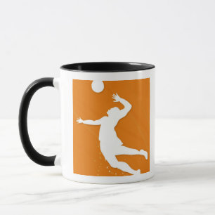 Silhouette eines Mannes, der Volleyball spielt Tasse